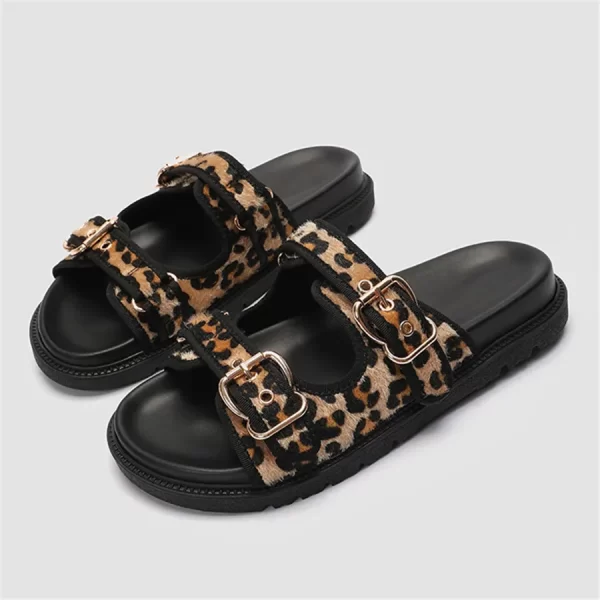 Summer Women Slippers Leopard Print Sandals Thick Sole Platform Shoes Woman 2025 Trend Buckles Ladies Beach Slides Big Size 43 - Image 4