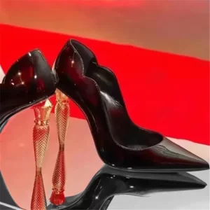 Designer Lipstick Heel Women Pumps Pointed Toe Irregular High Heels Patent Leather Prom Wedding Valentine Shoes Sexy Stiletto