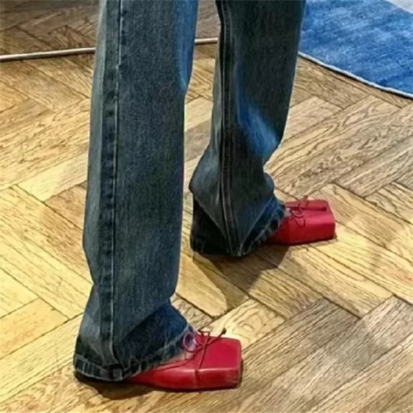 Fashion Square Toe Women Slippers High Heel Dress Pumps Red Shoes Woman 2025 Luxury Bowknot Ladies Sandals Runway Mules - Image 5