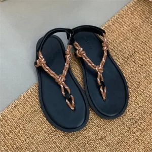 Retro Rope Women Sandals Ladies Casual Flat Shoes Summer Beach Flats Sandalias Mujer 2025 New Holiday Vacation Flip Flops