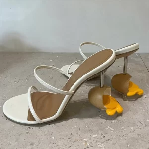 Egg Heel Women Slippers Designer High Heel Shoes Ladies Sexy Slides Runway Dress Pumps Designer White Gladiator Sandals Summer